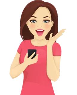 😀 Frau, Cartoon, Smartphone, Kommunikation, Technologie, Brünette whatsapp sticker