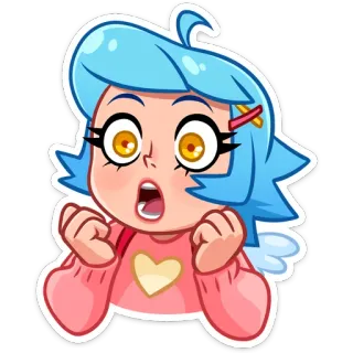 😳 cartoon, anime, girl, blue hair, surprised, shocked telegram sticker