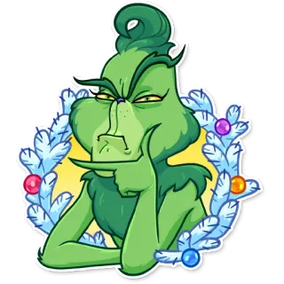 🤔 The Grinch grinch, navidad, fiestas, dibujos animados, malvado, pensando whatsapp sticker