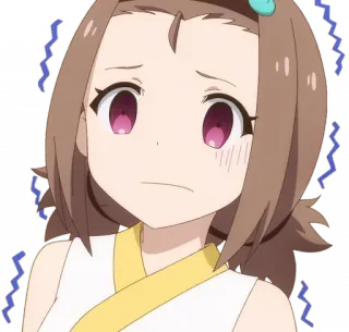 🥶 anime, cartoon, girl, worried, nervous, character telegram sticker