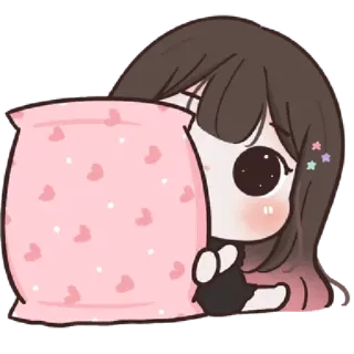 🌈 Kreskówka, Kawaii, Poduszka, Słodkie, Dziewczyna, Śpiący telegram sticker