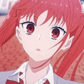 😮 anime, rood haar, meisje, schattig, cartoon, portret, schooluniform telegram sticker