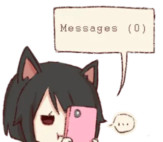 ✉ Messages (0) Аниме, Сообщения, Телефон, Кот, Пустой telegram sticker