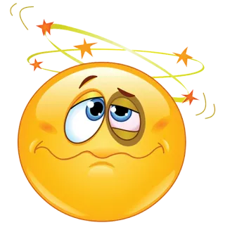 😲 emoji, dizzy, sick, stars, cartoon telegram sticker