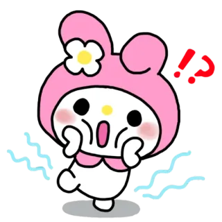 😧 My Melody imut, kawaii, Sanrio, kelinci, merah muda telegram sticker