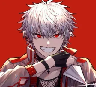 🤍 anime, vampire, red eyes, fangs, anime character whatsapp sticker