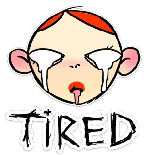 😵 TIRED fatigué, triste, pleurer, illustration, dessin animé, visage, expression telegram sticker