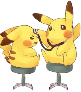 👨‍⚕ Pikachu โปเกมอน, ปิกาจู, หมอ, หูฟัง, อนิเมะ, การ์ตูน telegram sticker