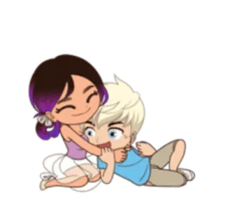 😉 만화, 포옹, 사랑, 애정, 귀여운, 치비 telegram sticker