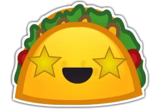 🤩 ทาโก้, อาหาร, อิโมจิ, ดาว, อาหารเม็กซิกัน, น่ารัก, การ์ตูน telegram sticker