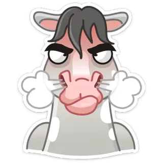 😡 cheval, colère, émotions, dessin animé, animal, autocollant telegram sticker