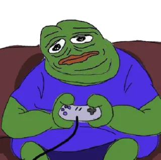 🕹 Pepe the Frog pepe, grenouille, meme, gaming, triste, jeu vidéo telegram sticker