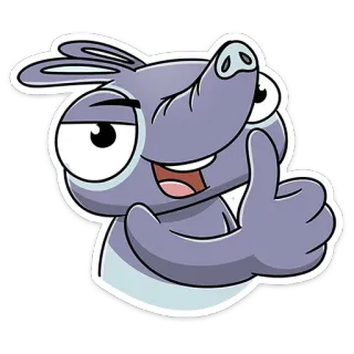 👍 Dibujos animados, Animal, Ilustración, Pulgar arriba, Amigable, Mascota telegram sticker