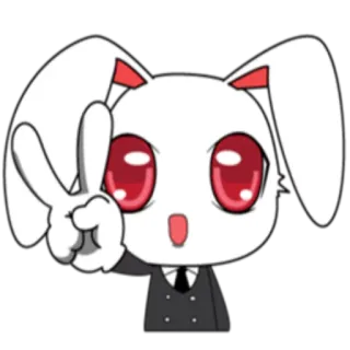 ✌ 兔子, 和平标志, 动漫, 卡通, 可爱, 动物 whatsapp sticker
