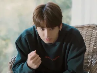 👊 Jungkook kpop, sänger, mann, porträt, drinnen, casual telegram sticker
