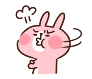 😠 화난, 토끼, 만화, 귀여운, 좌절한, 분홍색 telegram sticker