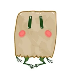 🙈 saco de papel, criatura, fofo, antropomórfico, desenho animado whatsapp sticker
