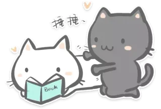 📖 抚抚～ kot, czytanie, książka, słodki, zwierzęta, kawaii telegram sticker