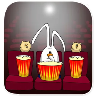 🎥 rabbit, popcorn, movie theater, cartoon, cinema, entertainment telegram sticker