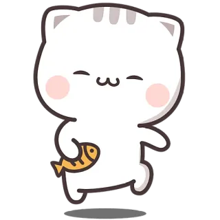 🕺 mèo, cá, dễ thương, hoạt hình, động vật, nhãn dán telegram sticker