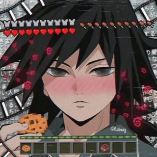 🌊 Muiñasz Anime, Minecraft, Kue kering, Pixel Art, Giyu Tomioka telegram sticker