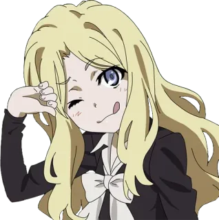😝 动漫, 女孩, 眨眼, 金发, 吐舌头 telegram sticker