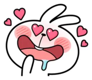 😍 lapin, amour, coeurs, mignon, dessin animé, animal, autocollant telegram sticker
