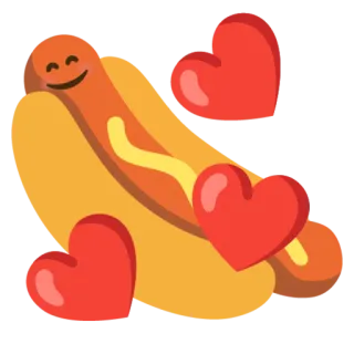 😍 cachorro-quente, comida, corações, amor, emoji, desenho animado telegram sticker