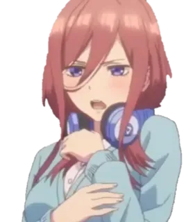 😒 Miku Nakano The Quintessential Quintuplets anime, girl, headphones, cute, manga, character telegram sticker