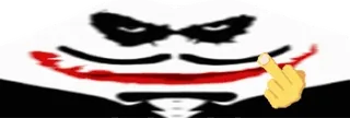 😈 Joker 조커, 가운데 손가락, 불쾌한, 영화, 캐릭터, 광대, 악당 whatsapp sticker