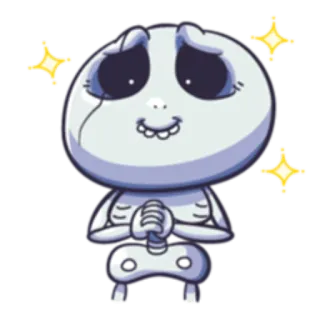😊 skeleton, sparkling, cute, cartoon, shiny, character telegram sticker