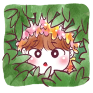 😯 Desenho animado, Anime, Menino, Fofo, Floral, Escondido telegram sticker