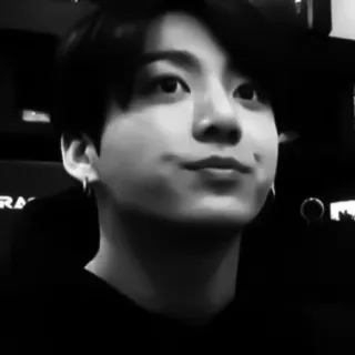 🤥 Jungkook K-pop, BTS, Jungkook, Korean pop, singer, black and white, idol telegram sticker