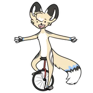 🚲 Rubah fennec, Sepeda roda satu, Kartun, Binatang, Lucu, Aneh telegram sticker