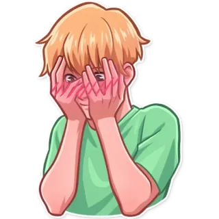 😳 cartoon, anime, embarrassed, cute, blushing, boy, sticker telegram sticker
