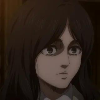 😧 Pieck Finger Attack on Titan Anime, Personagem, Retrato, Garota, Pieck Finger, Ataque dos Titãs telegram sticker