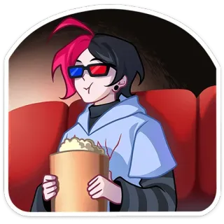 🍿 만화, 영화, 팝콘, 3D 안경, 빨간색, 시청, 영화관 telegram sticker