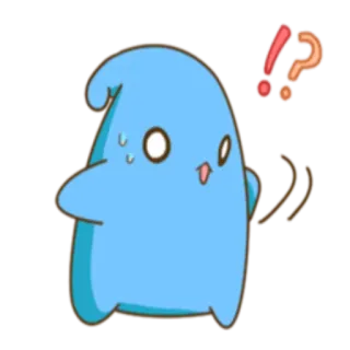⁉️ kartun, pertanyaan, seru, biru, blob, imut whatsapp sticker