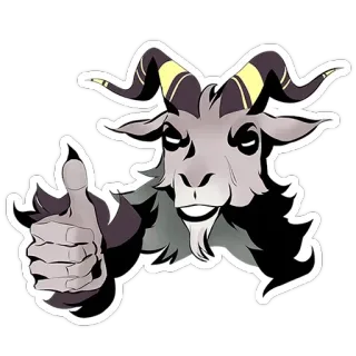 👍 capra, animale, pollice in su, cartone animato, adesivo telegram sticker