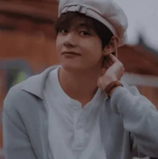 🗝 V persona, uomo, cappello, kpop, cantante, celebrità telegram sticker
