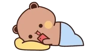 🐾 くま, かわいい, 動物, 漫画, 睡眠, 睡眠中 telegram sticker