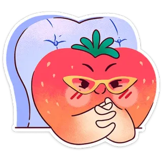 🍓 tomate, óculos, fruta, kawaii, desenho animado, engraçado, fofo telegram sticker