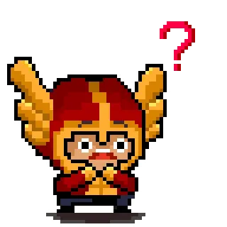 😮 pixel art, vraagteken, personage, cartoon, sticker telegram sticker
