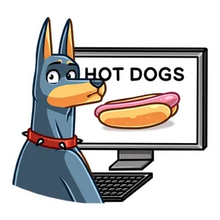 🌭 HOT DOGS собака, хот-дог, еда, компьютер, голодный, смешной, мультфильм telegram sticker