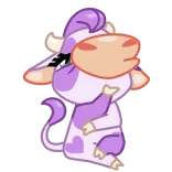 🤔 牛, かわいい, 動物, 漫画, 紫, キャラクター whatsapp sticker