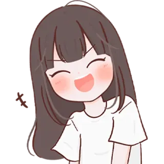 😆 Cartoon, Mädchen, Fröhlich, Lächeln, Niedlich, Kawaii telegram sticker