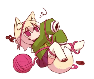 🧶 gato, lana, lindo, anime, kawaii, chibi telegram sticker