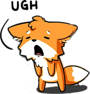 😾 UGH лиса, животное, угх, измотанный, милый, уставший whatsapp sticker