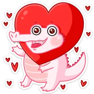❤️ crocodilo, coração, fofo, desenho animado, animal, amor, kawaii telegram sticker