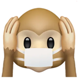 🙉 monyet, emoji, masker, jangan dengar whatsapp sticker